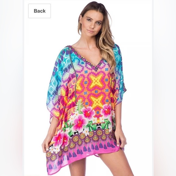 Nanette Lepore Other - Nanette Lepore Vibrant Floral Boho Swim Cover-Up Tunic | Resort Caftan
